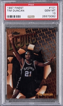 1997-98 Finest #101 Tim Duncan Rookie Card - PSA GEM MT 10